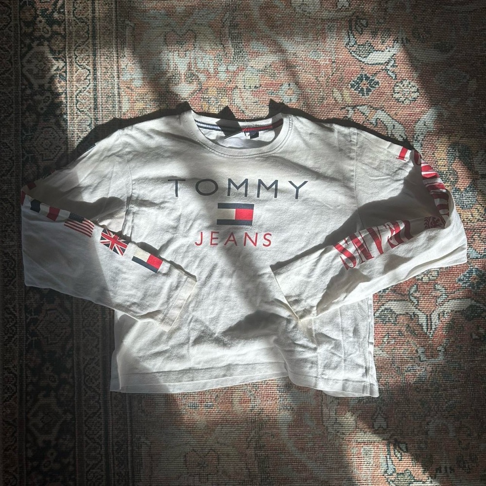 Tommy Hilfiger White Logo Long-Sleeve Tee